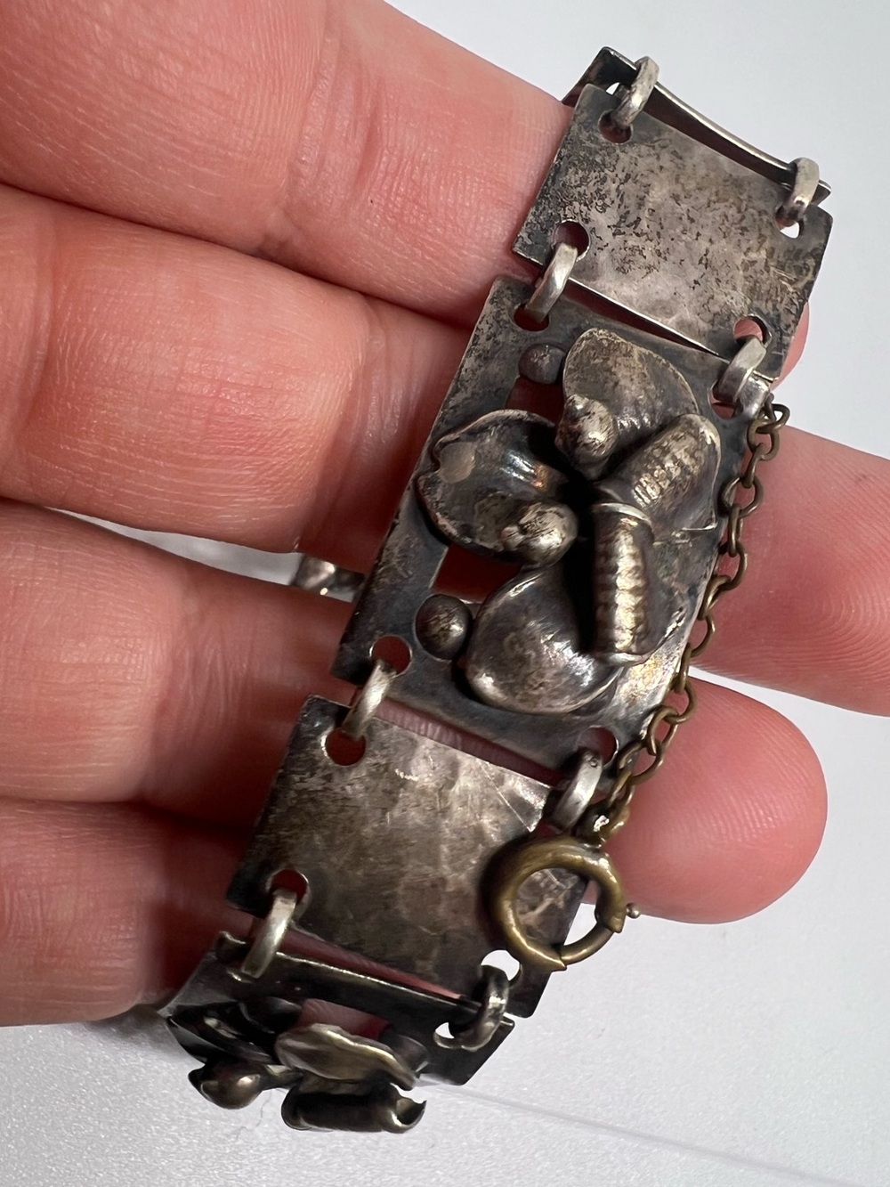 VTG Sterling Silver Floral Link Bracelet